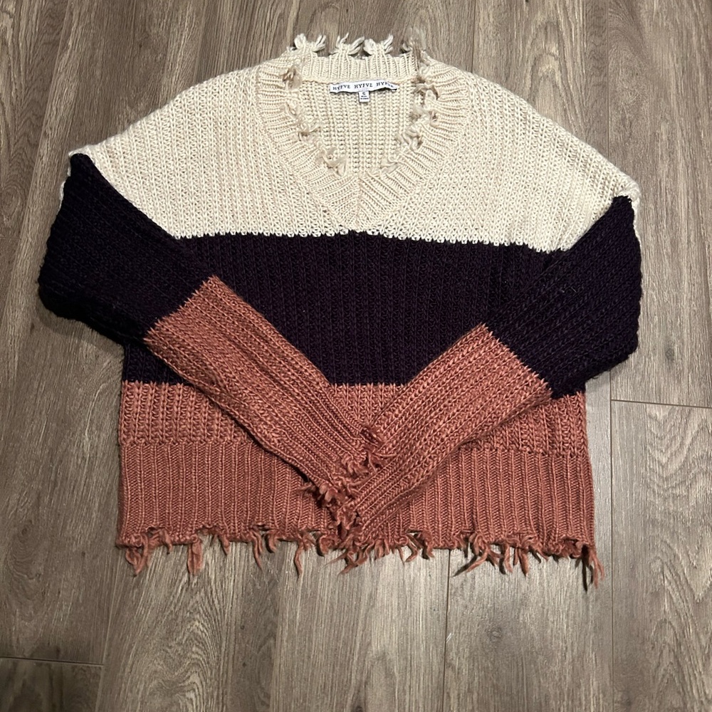 Hyfve Hyfve Hyfve tri colored striped sweater size s